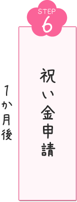 １か月後、祝い金申請